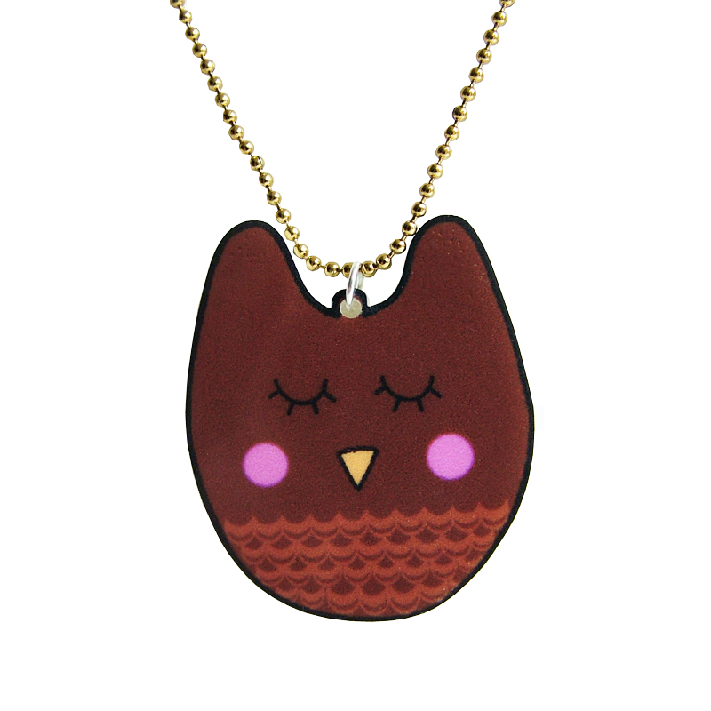 Cute Brown Owl Acrylic Necklace - Kawaii Jewellery - Hooter the Owl a Hoobynoo World Character