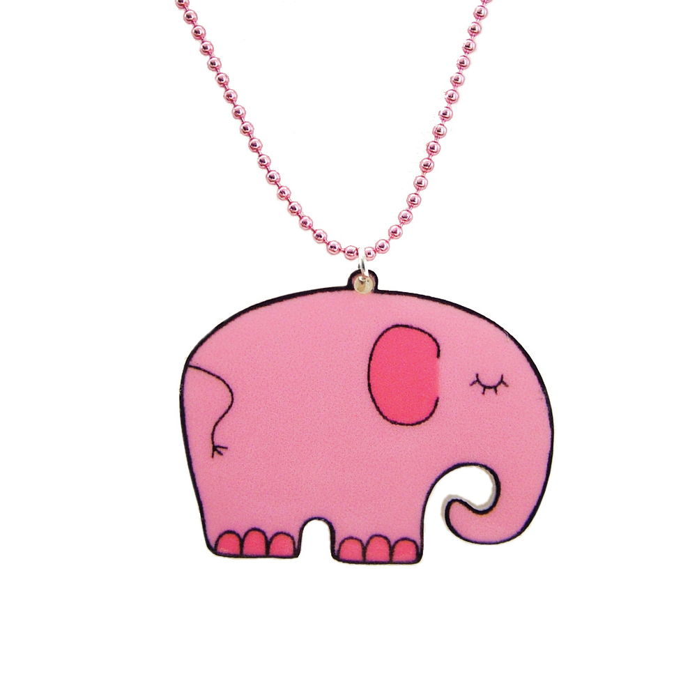 Pink Elephant Acrylic Children's Necklace 