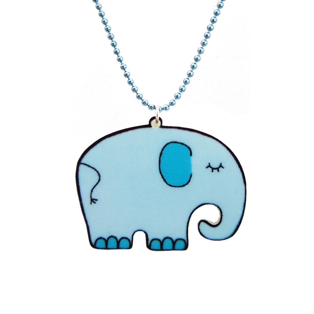Blue Elephant Acrylic Children's Necklace 