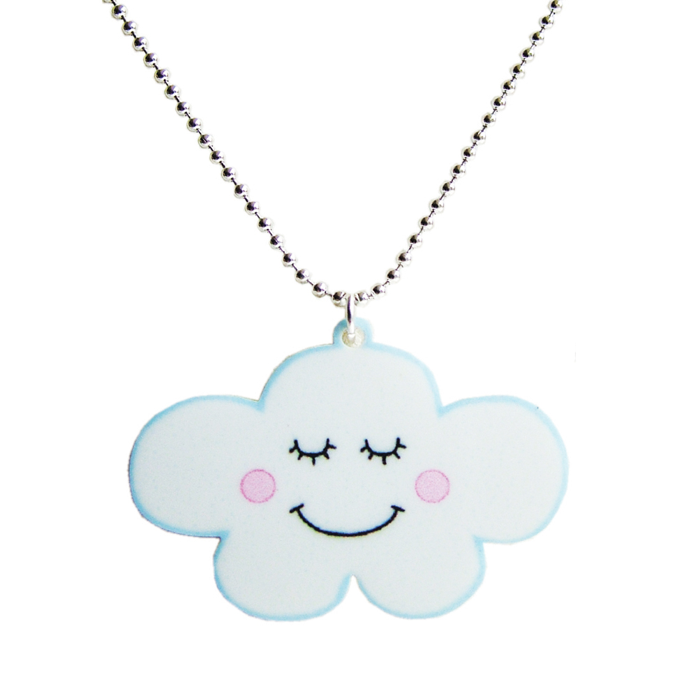 Cute Cloud Acrylic Necklace - Kawaii Childrens Jewellery